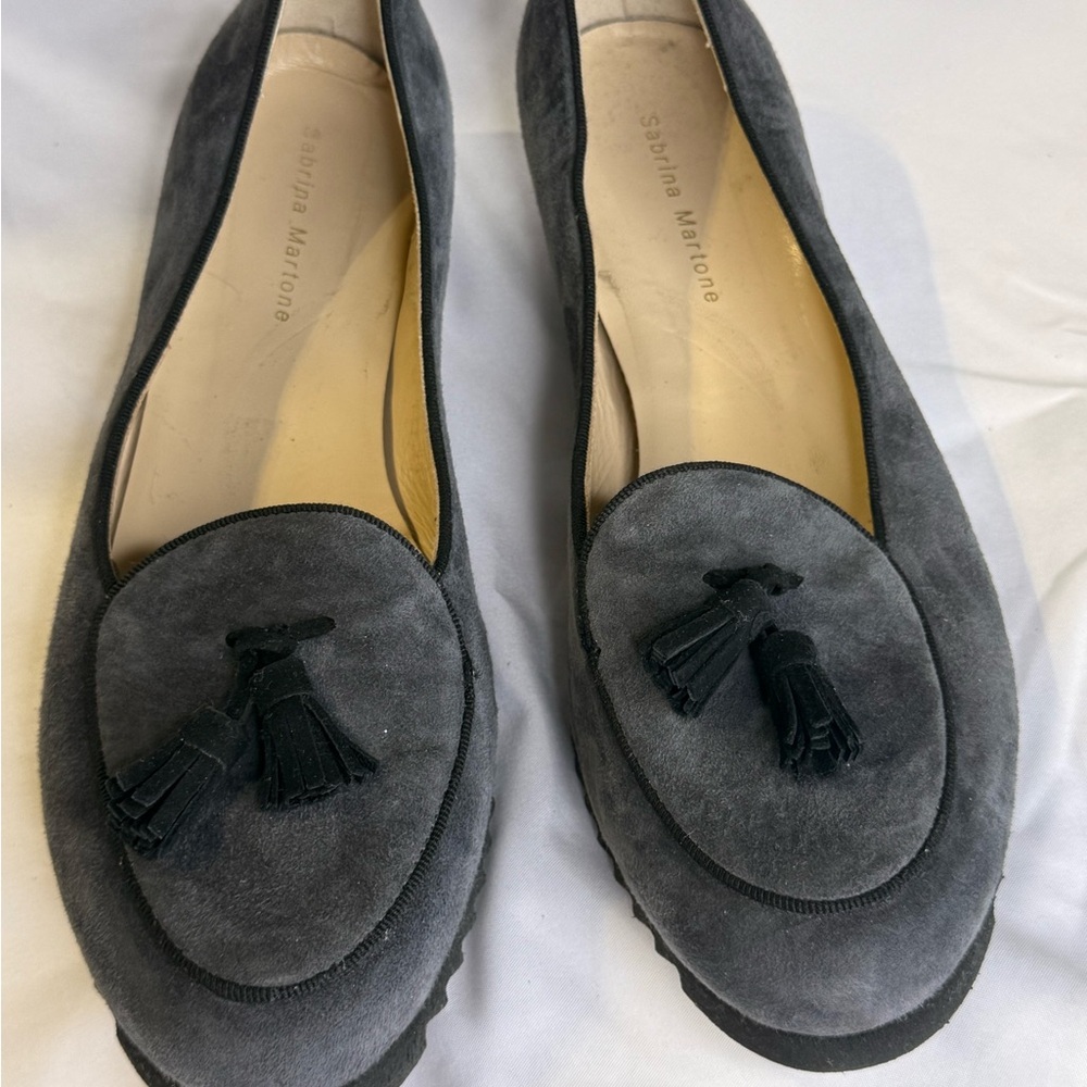 Blue Suede Tassel Loafers for Women